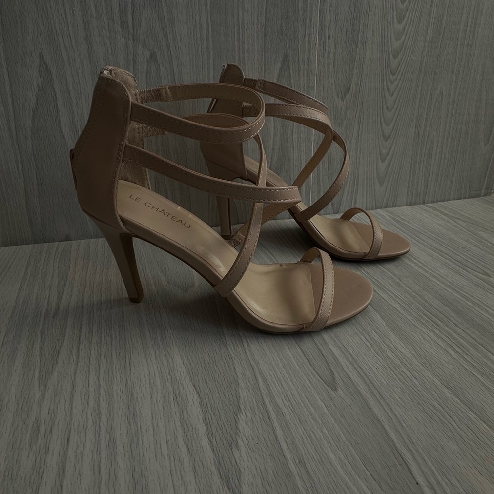 Le Chateau Tan Heels Strappy Design